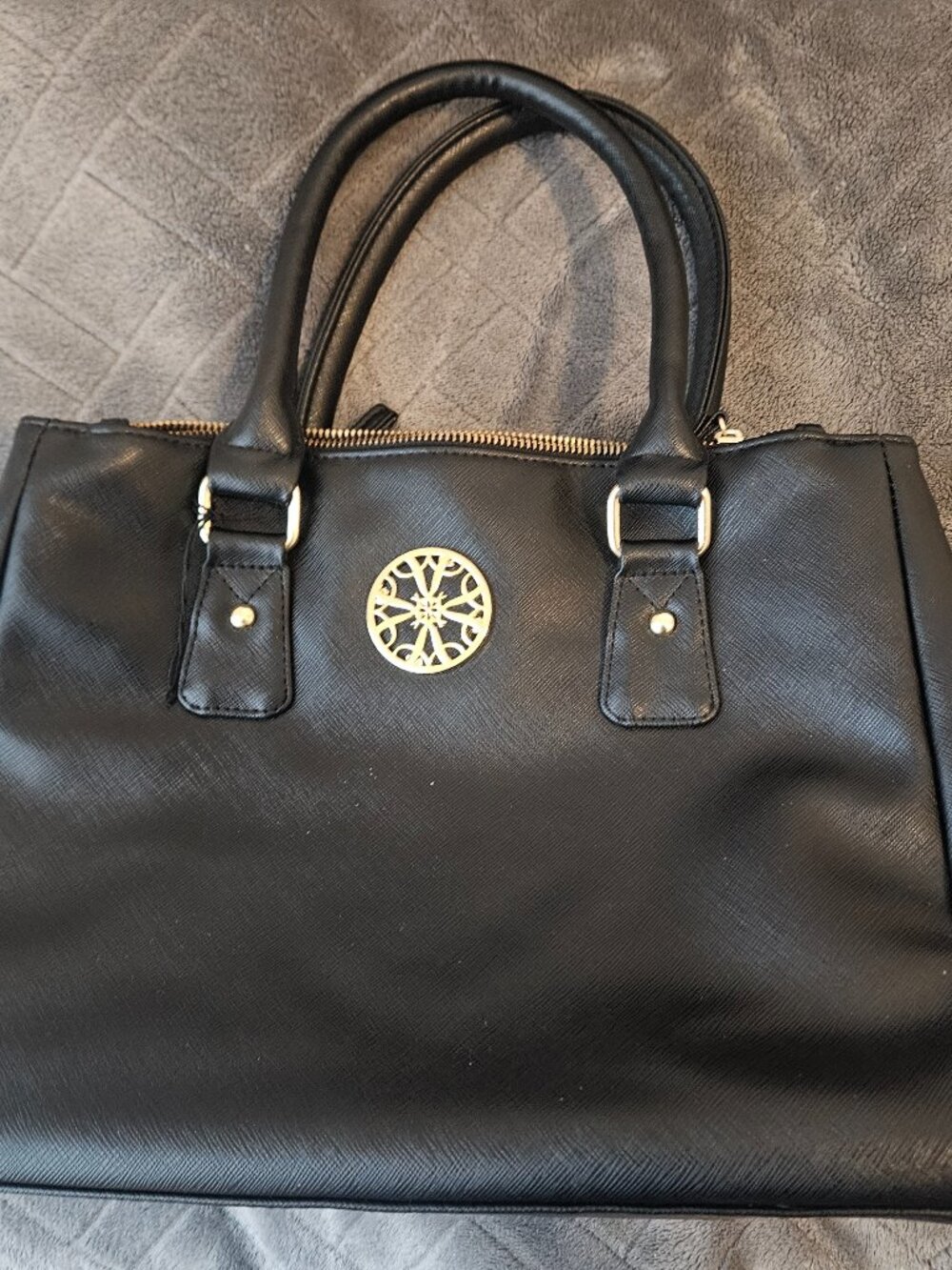 Black Satchel with Gold Accents